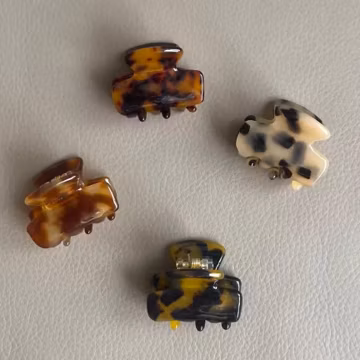 Set of 2 French Cellulose Acetate Mini Hair Claw Clips, Small Hair Clips for Bangs, Minimalist Side Claw Clips, Half Up Hair Accessories