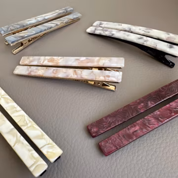 French Minimalist Acetate Hair Clips, Barrettes for Women, Hair Pins for Bangs, Chic Everyday Hair Accessories, 3.15-inch Set of 2