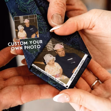 Custom Father of the Bride Tie Patch, Personalized Wedding Tie Photo Patch for Dad, Father of Bride Wedding Keepsake with Photo & Message