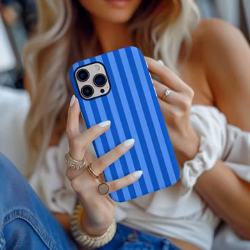 Royal Blue Striped Phone Case Cobalt Stripes Cute iPhone 17 16 15 14 13 12 Air Pro Max Plus Samsung Galaxy S26 S25 Ultra Google Pixel 10 9 8