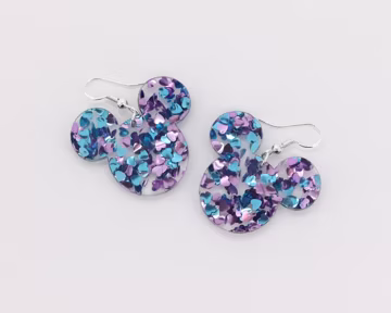 Enchanted Hearts Confetti Mouse Earrings | Acrylic Dangle Earrings | Cute Fun Custom Costume Jewelry | Lightweight Statement Earrings