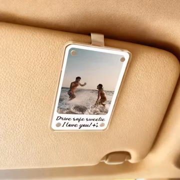 Personalized Photo Car Visor Clip, Gift for Him, Car Accessories Acrylic Couples Keepsake, Father’s Day Gift