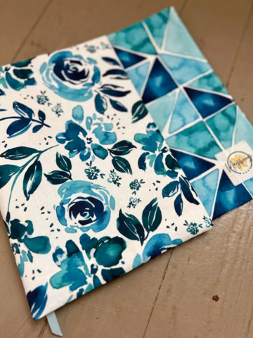 Book Cover Adjustable Reversible Mulitple Sizes Geometric Roses Print