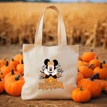 Custom Name Disney Halloween Tote Bag Mickey Mouse Trick Or Treat Kids Halloween Gift Spooky Season Personalized Halloween Treat Bags