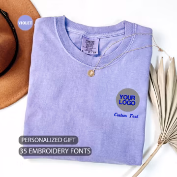 Custom Embroidered Comfort Colors T-shirts, Personalized Tee, KingArtDesigner