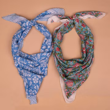 2 Large Women Bandana Scarf : Wild Rag, Lightweight Square Scarf