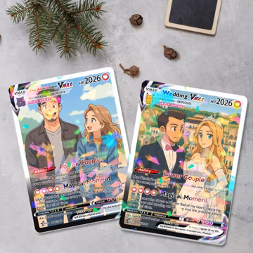 Personalized Anniversary Gift, Custom Photo Pokemon Card, Anime Wedding Card, Custom Art Card for Couple, Birthday Gift, Valentine's Day
