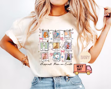 Comfort Colors® Disney Happiest Mom on Earth Shirt, Coquette Bow Mom T-Shirt, Disney Characters Mother's Day Gift for Mom, Disney Mom Shirt