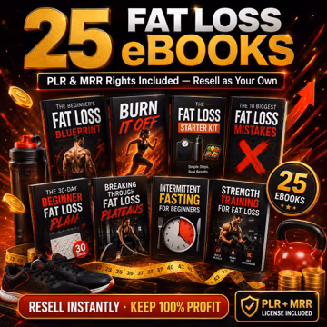 25 Fat Loss Ebooks Bundle PLR MRR | Weight Loss, Diet, Nutrition, Fitness, Metabolism, Meal Plan, Beginner Guides | Instant Download