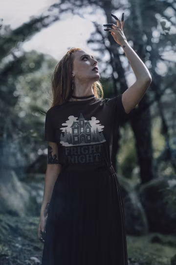 Fright Night Haunted House Tee: Retro Spooky Halloween Shirt