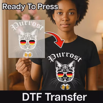 German Cat with Sunglasses DTF Transfer, Ready To Press, Cool Cat Germany Flag Sunglasses Beer Shirt Design, Oktoberfest Animal Lover