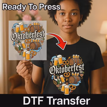 Oktoberfest DTF Transfer, Ready To Press Iron On, Beer Festival Heat Transfer, German Celebration Design, Pretzel Mug Shirt Decal