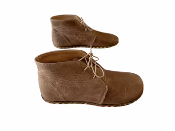 Mens Beige Color Leather Barefoot Boots, Ankle Barefoot Boots, Chelsea Barefoot Boots, Earthing Boots