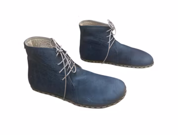 Mens Sky Blue Leather Barefoot Boots, Ankle Barefoot Boots, Chelsea Barefoot Boots, Earthing Boots