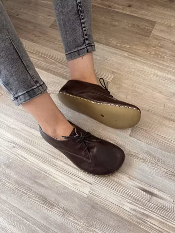 Womens Grounding Shoes, Leather Sole, Barefoot Shoes Women, Dark Brown, Grouning Shoes Copper