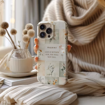 Patchwork Phone Case Psalm Bible Verse Religious Faith Cute Cover for iPhone 17 16 15 14 13 12 Pro Max Samsung s26 s24 s25 Google Pixel 8 9