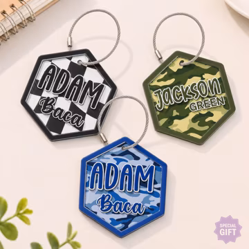 Personalized Camo Backpack Tag, Custom Acrylic Name Tag For Kids, Daycare Bag Tag, Diaper Bag, Back To School Gift