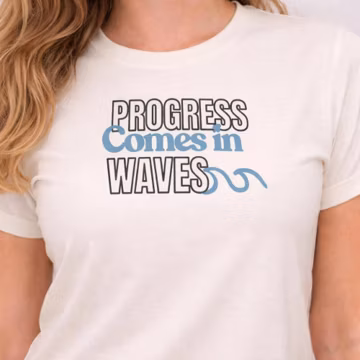 Progress comes in Waves: Sped Teacher Shirt, Retro Disability Pride Tee, Cream Cotton