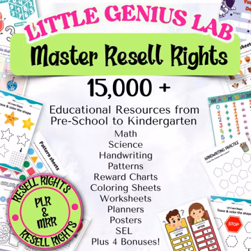 PLR-MRR 15,000+ Kids Activity Pages with PLR Rights | Preschool & Kindergarten Worksheets Bundle | Educational Printables | Resell License