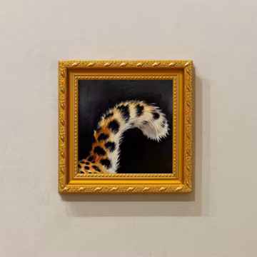 Original Small Framed Oil Painting,Minimalist Painting,Cheetah's Tail,Multiple Sizes