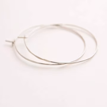 Small to Large Thin Solid 925 Sterling Silver Hoop Earrings • 1 - 4 Inch Thin Wire Hoop Earrings • Sterling Silver Minimalist Earrings