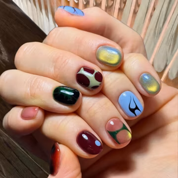Extra Short Round Press On Nails, Colourful Summer Handmade Press On Nails, Very Short Nails, Ongle Courts, Short Nails, Extra Short Nails