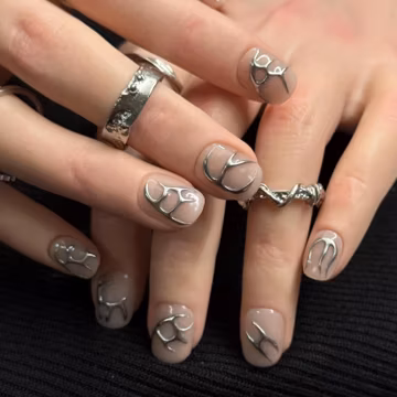 Super Short Liquid Chrome Handmade Press-On Nails, Extra Short Squoval Nails, Simple Chrome Press On, Ultra Short Nails, Men Chrome Nails