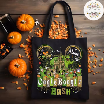 Personalized The Nightmare Before Christmas Oogie Boogie Bash Disney Halloween Canvas Tote Bag, Oogie Boogie, Trick or Treat Kids Candy Bag