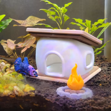 S’mores House Aquarium Hide - Betta & Shrimp Cave - Summer Camp Fish Tank Decor