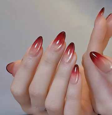 Ombre Glitter Cat Eye Press On Nails: Y2K Chrome Gel Nails