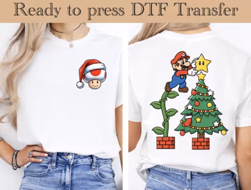 Super Mario Christmas DTF, Super Mario Family Christmas Ready To Press, Super Mario Xmas Transfers, Mario & Friends Christmas Dtf Transfers