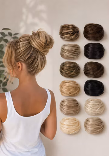 Hair Bun Scrunchie Extension Synthetic Hair Piece | Messy Bun Hair Extension | Elastic Hair Donut | Instant Volume Updo | Natural Looking