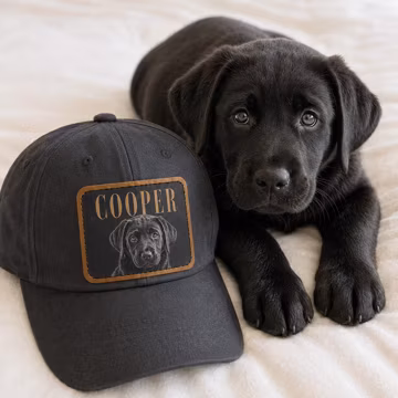 Custom Vintage Pet Portrait Leather Patch Hat, Dog Mom Dad Gift