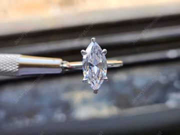 2.5 Ct Marquise Cut Moissanite Engagement Ring, 18K White Gold Anniversary Ring, Six Prong Setting Wedding Ring, Single Stone Diamond Ring.