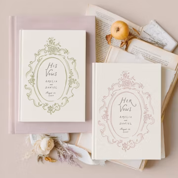 Personalized Whimsical Vow Book: Romantic Handwritten Wedding Keepsake with Hand Drawn Floral Line Art