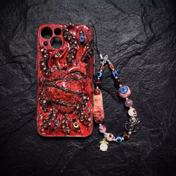Handmade Gothic Horror Phone Case, Demon Heart Eye Cover for iphone, Samsung, Dark Aesthetic Creepy Gift for Him Her