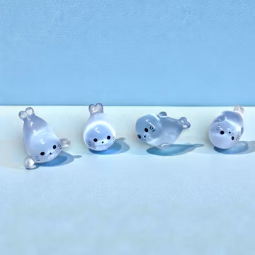 Mini Seal Figurine 4pc Set Cute Gift | Tiny 3D Printed Resin Seal | Desk Decor | Seal Lover Gift | Mini Animal Fairy Garden Plant Buddy