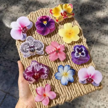 Orchid Flower Phone Grip, Pansy Shell Flower Magnetic Phone Grip Holder, Handmade Hibiscus Flower For Kindle Grip, Magsafe Accessorices
