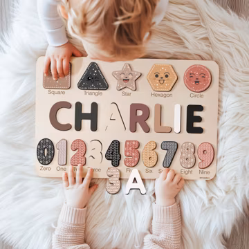 Wooden Busy Board Puzzle, Personalized Name Puzzle Toy, Baby Girl Gift, Nursery Decor, First Easter Gift, Custom Gift, One Year Old Gift