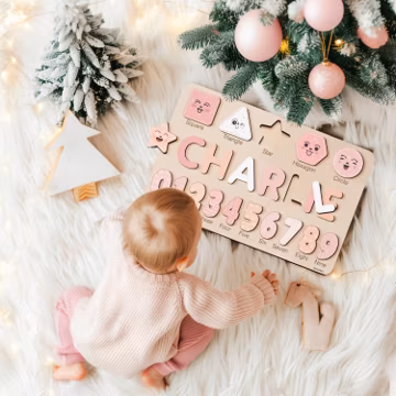 Custom Kids Name Puzzle, Personalized Baby Puzzle, Gifts For Toddlers, Wooden Puzzle Name, 1 Year Old Birthday Gift Boy, Baby Shower Gift