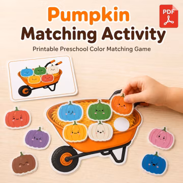 Pumpkin Matching Activity Printable | Fall Preschool Activity | Color Matching Game | Fine Motor Printable | Halloween Toddler PDF