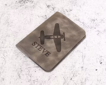 Leather Passport Holder Gift for Aviation Lover, Air Force Pilot Retirement Gift Dad Boyfriend Christmas Corporate Passport Case Cover Gift
