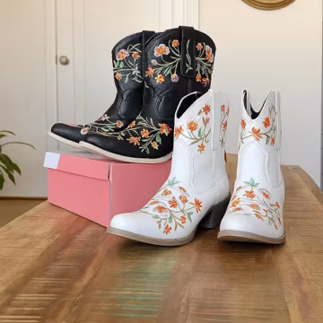 Handmade Floral Embroidered Cowgirl Boots: Cruelty-Free Western Style