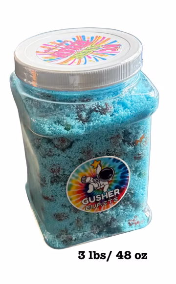 Gushers Bursts Candy: Sour, Blue Razz, Cotton Candy Flavors