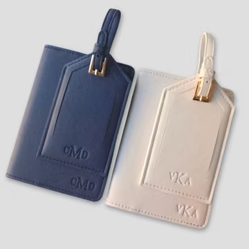 Personalized Passport Cover & Luggage Tag Set Blind-Embossed Custom Passport Holder Travel Gift for Couple Bridesmaid Gift Wedding Favors