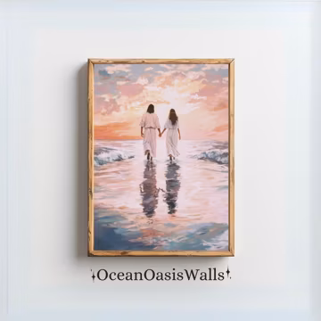 Jesus Walking on Water Art, Christian Home Decor (Digital Print)