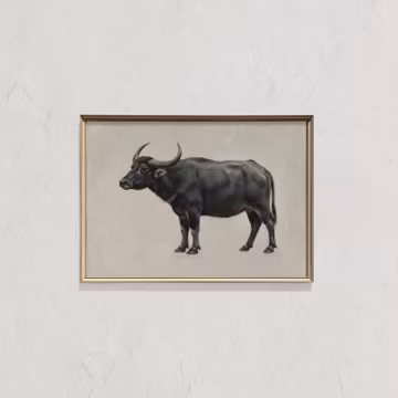 Philippine Water Buffalo Wall Art | Printable Vintage Carabao Oil Painting | Rustic Farmhouse Print | Digital Download