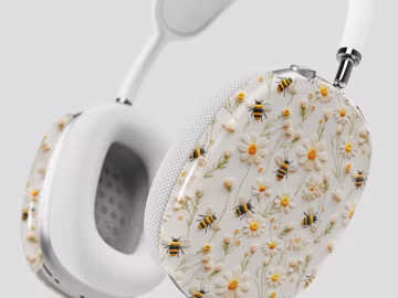 Floral Bee AirPod Max Case: Faux Embroidered Daisy Headphone Cover