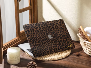 Retro Leopard Print Leather MacBook Hard Case For M4 Air 13 A2681, Air 13 A2337, MacBook Pro A2338 13 14 15 16 inch Case, 2025 Laptop Case