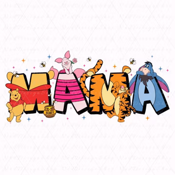 Mama Png, Winnie The Pooh Mom Png, Winnie The Pooh Png, Retro Mama Png, Mom Shirt Png, Custom Mom Png, Gift For Mother's Day Png